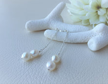 Load image into Gallery viewer, Akoya Pearl Chain Drop Earrings