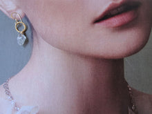 Load image into Gallery viewer, Herkimer Diamond Gold Short Earrings, Raw Stone Earrings