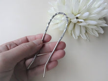 Load image into Gallery viewer, Silver Metal Hair Pin, Hammered Textured, Forged Hair Jewelry.