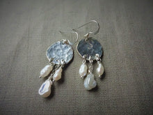 Load image into Gallery viewer, Silver Keshi Pearl Chandelier Earrings.