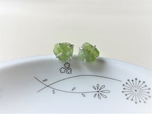 Load image into Gallery viewer, Peridot Sterling Silver Stud Earrings, Raw Stone Jewelry, Greenery Earrings.