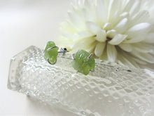 Load image into Gallery viewer, Peridot Sterling Silver Stud Earrings, Raw Stone Jewelry, Greenery Earrings.