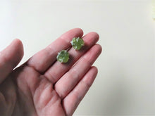 Load image into Gallery viewer, Peridot Sterling Silver Stud Earrings, Raw Stone Jewelry, Greenery Earrings.