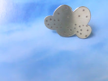 Load image into Gallery viewer, Happy Cloud Lapel Pin, Gold Pin Brooch, Hat Pin, Weather Jewelry.