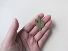 Load image into Gallery viewer, Gold Cactus Pin Brooch, Cute Lapel Pin, Arizona Desert Jewelry.