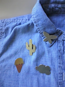 Happy Cloud Lapel Pin, Gold Pin Brooch, Hat Pin, Weather Jewelry.