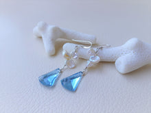 Load image into Gallery viewer, Blue Quartz and Keshi Pearl Dangle Earrings