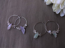 Load image into Gallery viewer, Raw stone hoop earrings