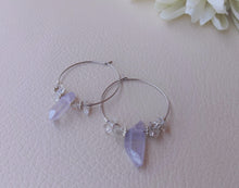Load image into Gallery viewer, Amethyst Hoop Earrings, Raw Quartz Earrings