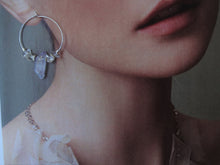 Load image into Gallery viewer, Purple Hoop Earrings, Raw Quartz Earrings