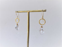 Load image into Gallery viewer, Herkimer Diamond Gold Short Earrings, Raw Stone Earrings