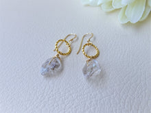 Load image into Gallery viewer, Herkimer Diamond Gold Short Earrings, Raw Stone Earrings