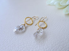 Load image into Gallery viewer, Herkimer Diamond Gold Short Earrings, Raw Stone Earrings