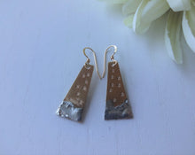 Load image into Gallery viewer, Gold Hand Stamped Earrings with Silver Accent