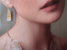 Load image into Gallery viewer, Gold Hand Stamped Earrings with Silver Accent