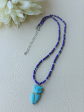Load image into Gallery viewer, Blue Owl Beaded Necklace