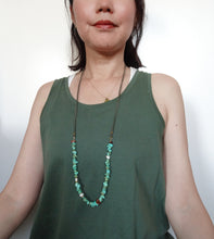 Load image into Gallery viewer, Turquoise Blue Suede Cord Necklace, Adjustable Long Necklace