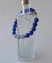 Load image into Gallery viewer, Blue Stretch Bracelet with Labradorite, Citrine, Rhodochrosite