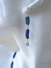 Load image into Gallery viewer, Blue Roman Glass and Tanzanite Dangle Earrings