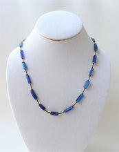 Load image into Gallery viewer, Blue Roman glass Necklace on neck