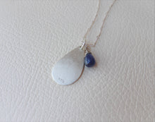 Load image into Gallery viewer, Starry Night Sapphire Pendant, Sterling Silver Teardrop Necklace