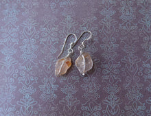 Load image into Gallery viewer, Rose Quartz Wire Wrapped Earrings, Raw Stone Earrings