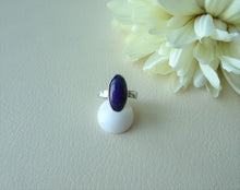 Load image into Gallery viewer, Lapis lazuli sterling silver size adjustable ring