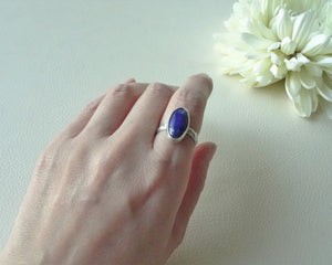 Lapis Lazuli Silver Ring, Adjustable Ring