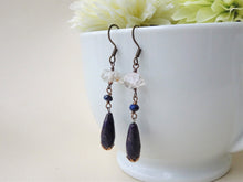 Load image into Gallery viewer, Lapis lazuli and Herkimer Diamond Earrings