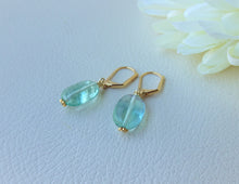 Load image into Gallery viewer, Green Fluorite Earrings, Gold Gemstone Earrings