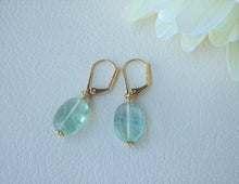 Load image into Gallery viewer, Green Fluorite Earrings, Gold Gemstone Earrings