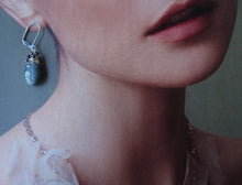 Load image into Gallery viewer, Wire Wrapped Drop Stone Earrings, Gray Quartz Drop Earrings