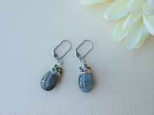 Load image into Gallery viewer, Wire Wrapped Drop Stone Earrings, Gray Quartz Drop Earrings