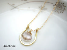 Load image into Gallery viewer, Horseshoe Necklace, Lucky Charm Pendant, Choose your Stone and Metal.