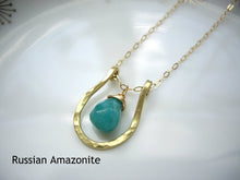 Load image into Gallery viewer, Horseshoe Necklace, Lucky Charm Pendant, Choose your Stone and Metal.