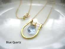 Load image into Gallery viewer, Horseshoe Necklace, Lucky Charm Pendant, Choose your Stone and Metal.