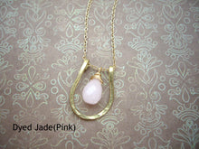 Load image into Gallery viewer, Horseshoe Necklace, Lucky Charm Pendant, Choose your Stone and Metal.