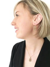 Load image into Gallery viewer, Bronze Gold Filigree Tear Drop Pendant with matching earrings