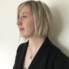 Load image into Gallery viewer, Bronze Gold Floral Drop Necklace, Filigree Tear Drop Pendant.