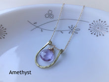Load image into Gallery viewer, Horseshoe Necklace, Lucky Charm Pendant, Choose your Stone and Metal.