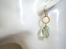 Load image into Gallery viewer, Fluorite Wire Wrapped Earrings, Green Transparent Dangle Earrings.