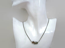 Load image into Gallery viewer, Raw Stone Bar Necklace, Labradorite, Herkimer Diamond Jewelry.