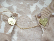 Load image into Gallery viewer, Brass Pin Brooch with Chain, Sweater Pin