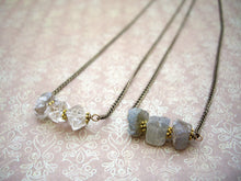 Load image into Gallery viewer, Raw Stone Bar Necklace, Labradorite, Herkimer Diamond Jewelry.