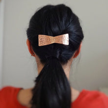 Load image into Gallery viewer, Copper Bow Barrette, Rustic Hair Jewelry.