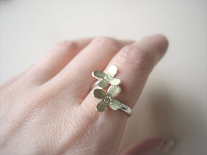 Flower Wrap Ring, Gold and Silver.