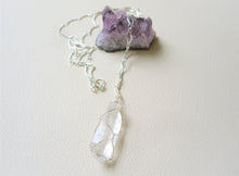 Load image into Gallery viewer, Wire Wrapped Crystal Point Long Necklace.