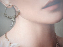 Load image into Gallery viewer, Crystal Point and Smoky Quartz Hoop Earrings.