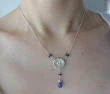 Load image into Gallery viewer, Poppy Tanzanite Necklace, December Birthstone Gift, Circle Sterling Silver Pendant.