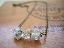 Load image into Gallery viewer, Raw Stone Bar Necklace, Labradorite, Herkimer Diamond Jewelry.
